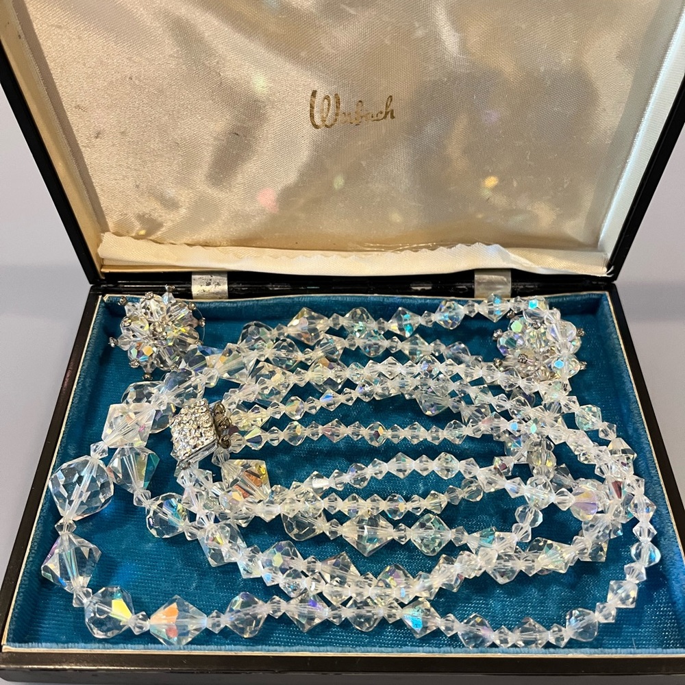 Austrian Aura  Borealis  crystal necklace and ear rings